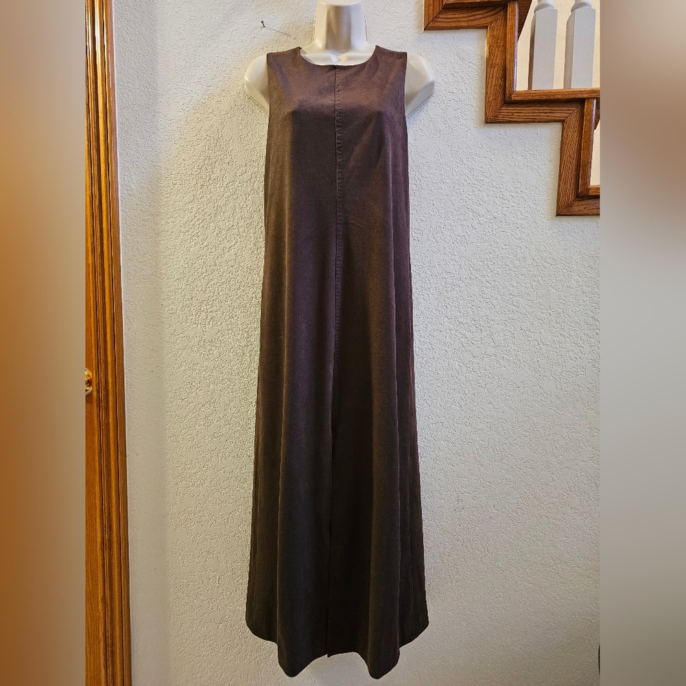Faux Suede Chocolate Brown Maxi Dress Size S